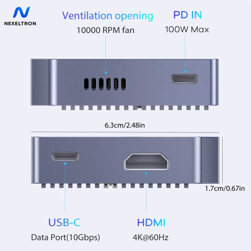 Stacja HX10 - 4w1: Zasilanie 100W, HDMI 4K, USB‑C